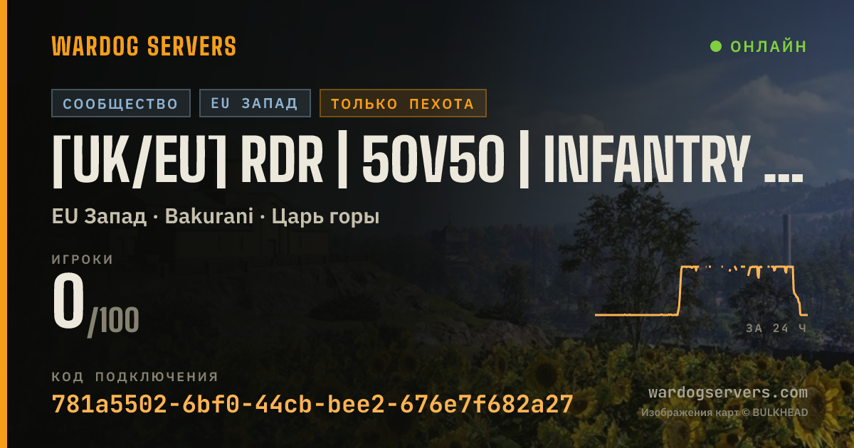 Баннер статуса сервера [UK/EU] RDR | 50v50 | Infantry | Discord.gg/rdrwardogs