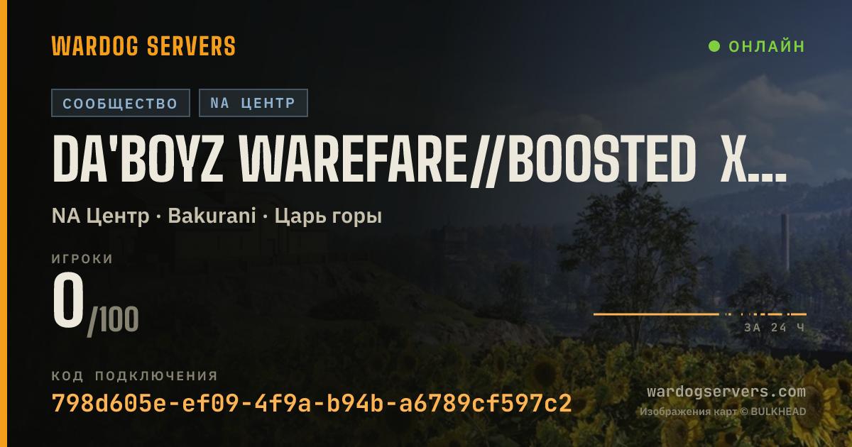 Баннер статуса сервера Da'Boyz Warefare//Boosted XP cash ACTIVE ADMINS