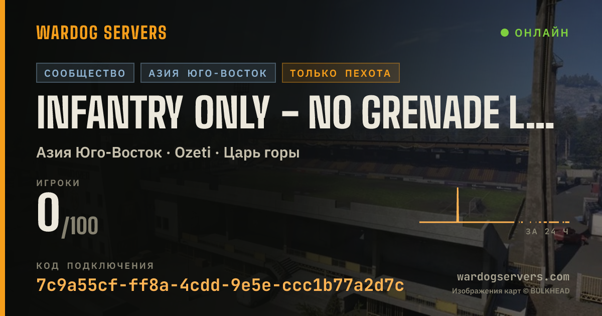 Баннер статуса сервера Infantry only - No Grenade Launchers, Armed Vehicles, Snipers