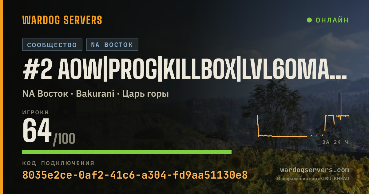 Баннер статуса сервера #2 AOW|PROG|KILLBOX|LVL60MAX|+30EVERYSAT|DISCORD.GG/JOINKILLBOX