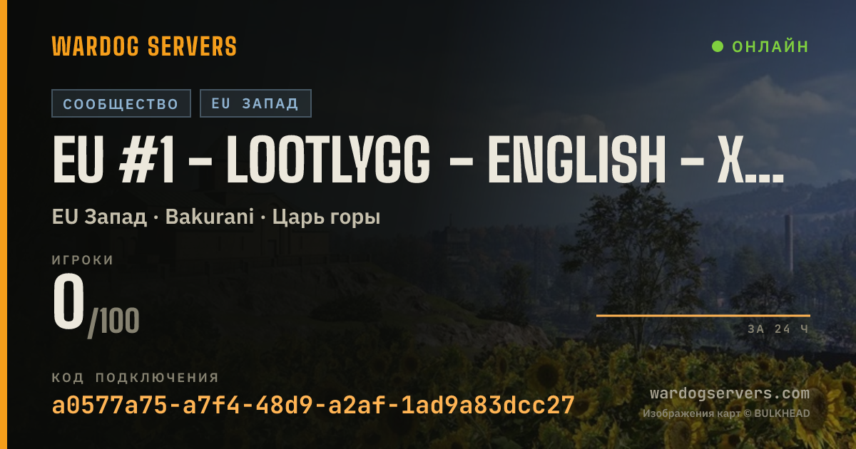 Баннер статуса сервера EU #1 - LootlyGG - ENGLISH - XP BONUS - ACTIVE STAFF