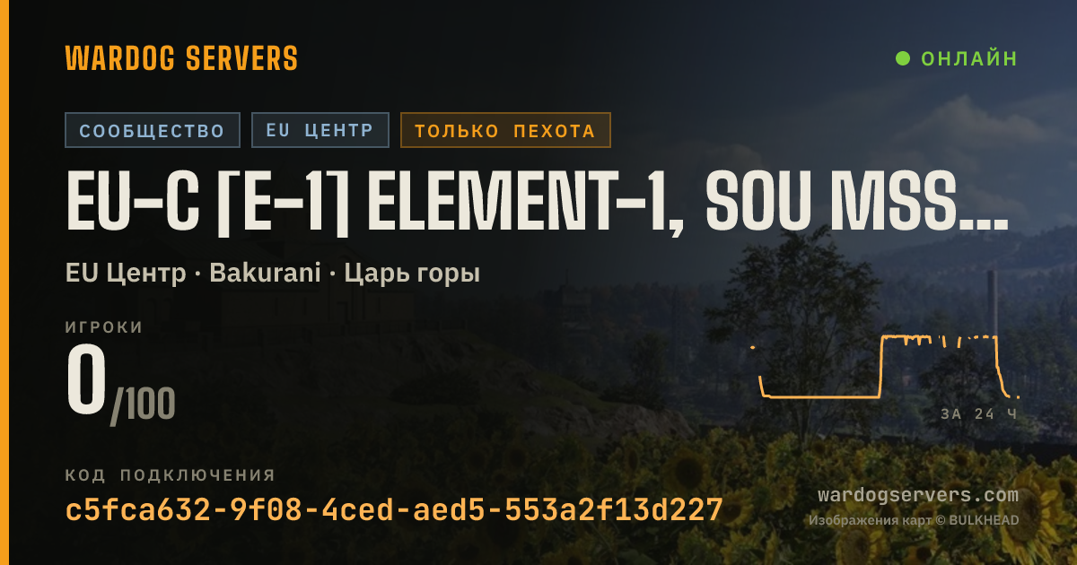 Баннер статуса сервера EU-C [E-1] ELEMENT-1, SOU MSS → INFANTRY ONLY | 50/50