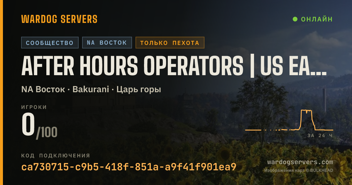 Баннер статуса сервера AFTER HOURS OPERATORS | US EAST | All Maps | DISCORD.GG/AHO