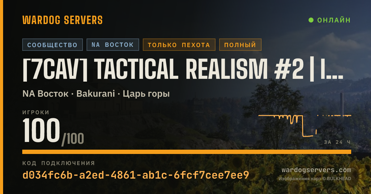 Баннер статуса сервера [7CAV] Tactical Realism #2 | Infantry Only NO HELI + MGL | disco