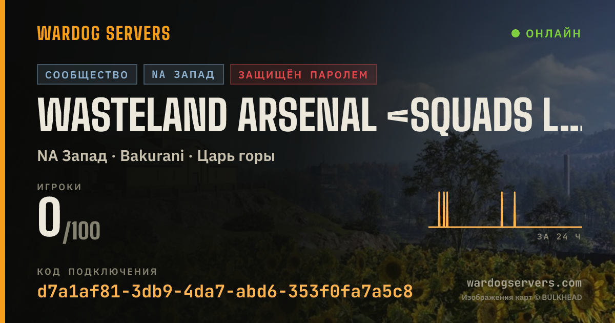 Баннер статуса сервера WASTELAND ARSENAL <SQUADS LEADER > <Command-led-ops><Millitary>