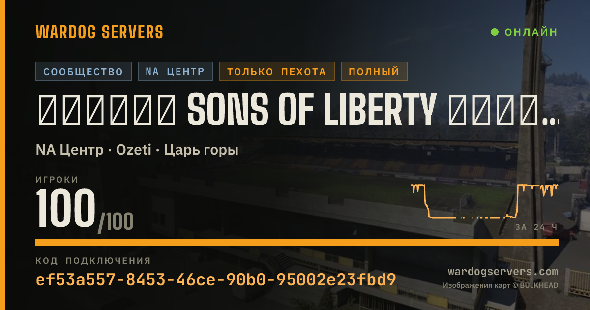 Баннер статуса сервера ▁▂▃▅▆▇ SONS OF LIBERTY ▇▆▅▃▂▁ 50v50 Infantry Auto200+PingKick
