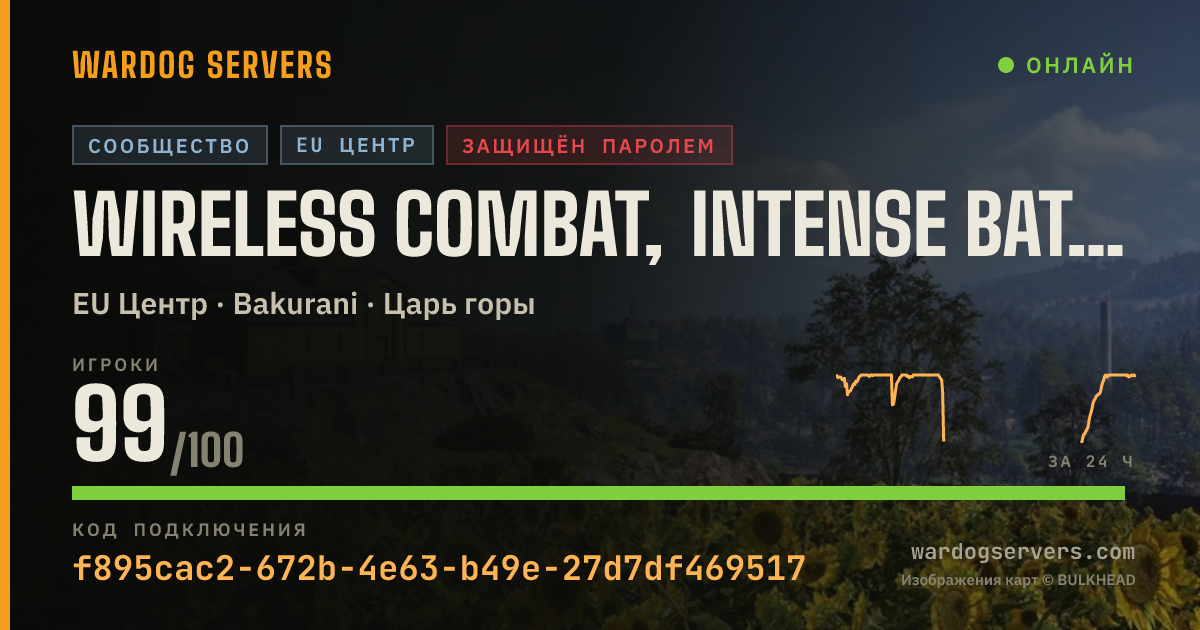 Баннер статуса сервера Wireless combat, intense battles with pure rifles.