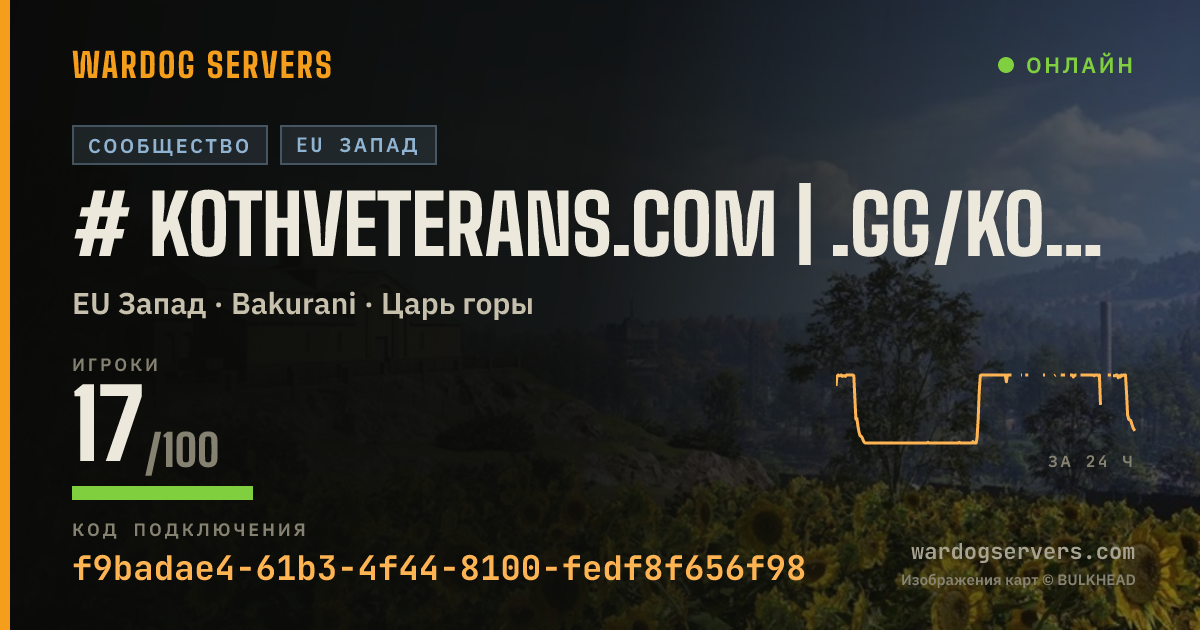 Баннер статуса сервера # KOTHVeterans.com | .gg/kothveterans | EU2 | MAX LVL 30
