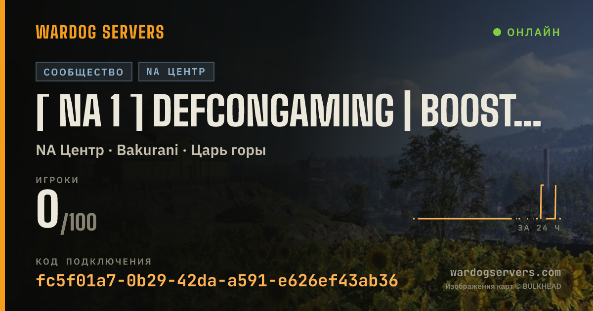 Баннер статуса сервера [ NA 1 ] DEFCONGAMING | Boosted XP & Cash | 0-0-0