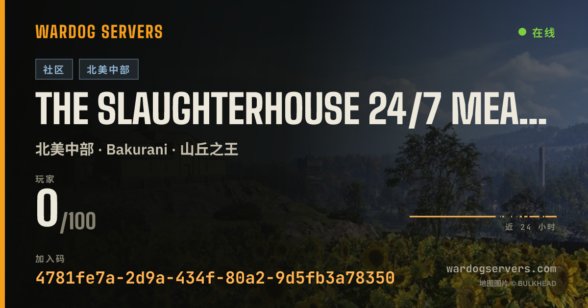 THE SLAUGHTERHOUSE 24/7 MEATGRINDING 的实时状态横幅