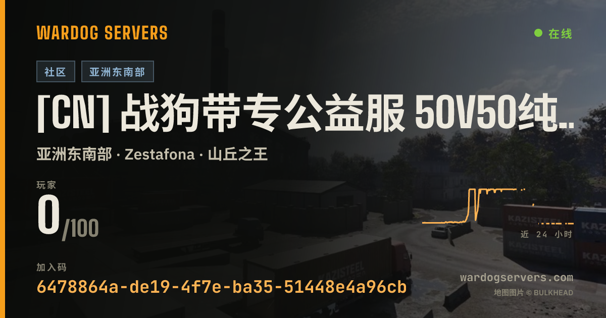 [CN] 战狗带专公益服 50v50纯步战 InfantryOnly 现金限150W/禁狙&机枪&固定武器&武装载具 加Q群11 的实时状态横幅