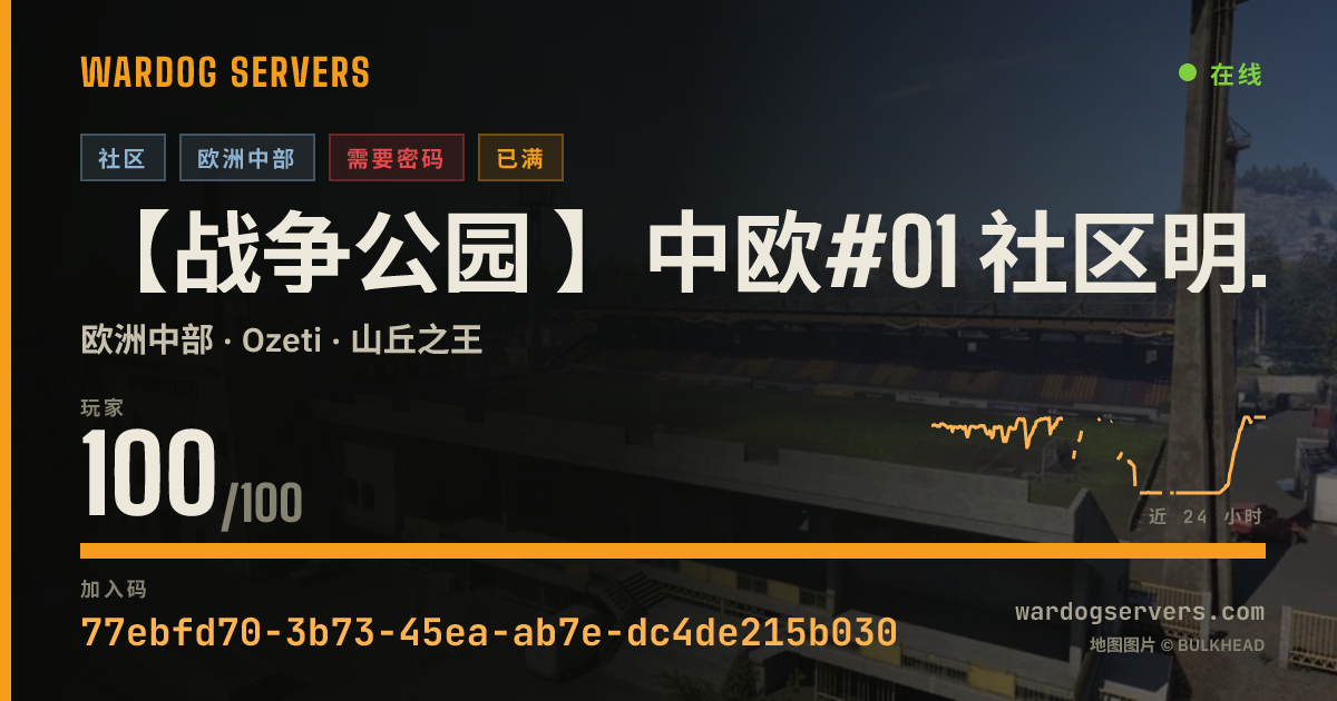 【战争公园 】中欧#01 社区明星服务器 认准唯一QQ群69778645 的实时状态横幅