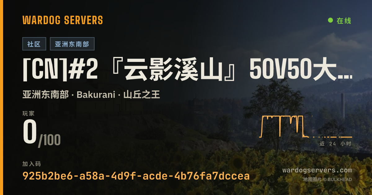 [CN]#2『云影溪山』50V50大战场 | 步战服 | 禁武载 狙击 迫 | 通宵畅玩 | Q群：941359624 的实时状态横幅