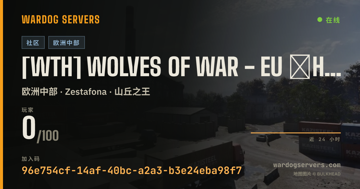 [WTH] Wolves of War - EU ┃HIGH PING ALLOWED┃ Discord.gg/WTH 的实时状态横幅