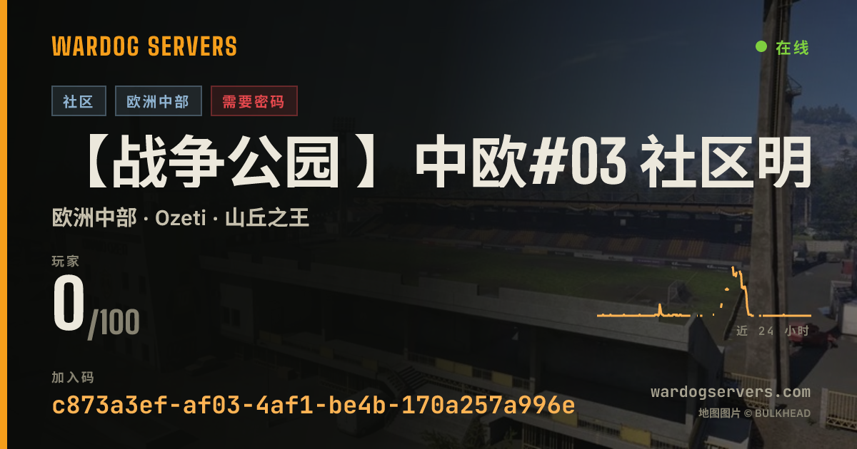 【战争公园 】中欧#03 社区明星服务器 认准唯一QQ群69778645 的实时状态横幅