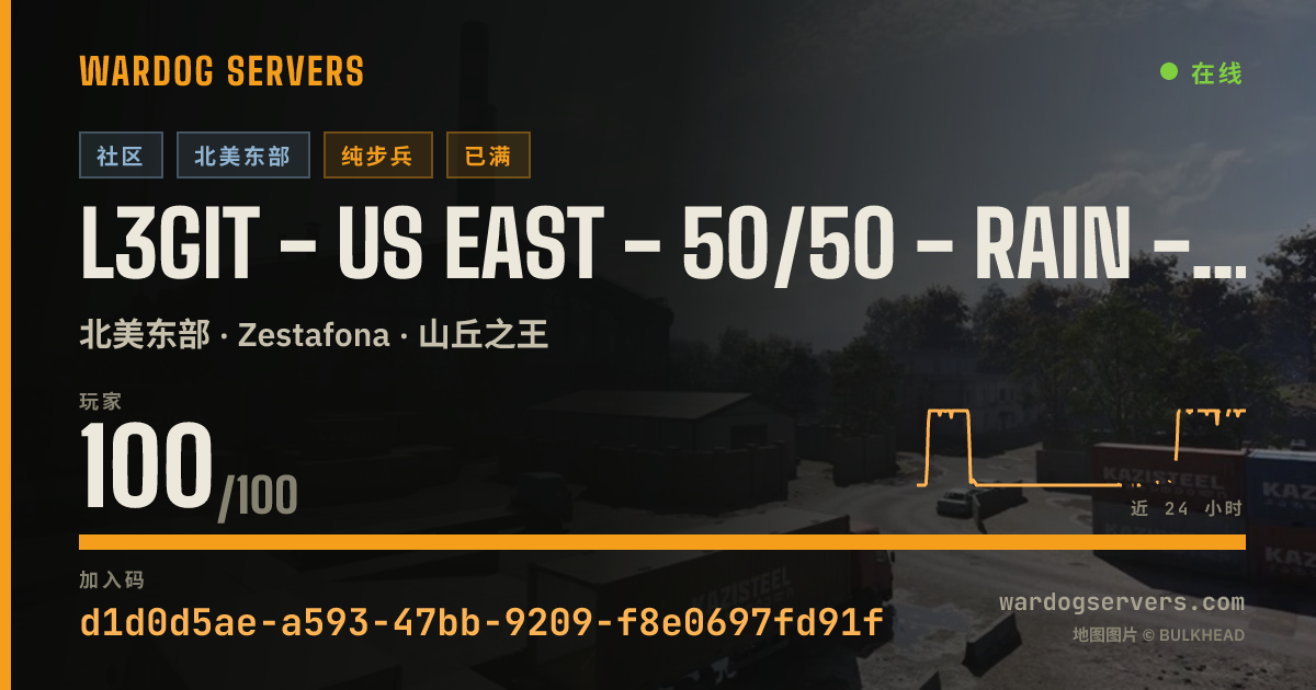 L3git - US EAST - 50/50 - Rain - Infantry - Rconhub.gg 的实时状态横幅