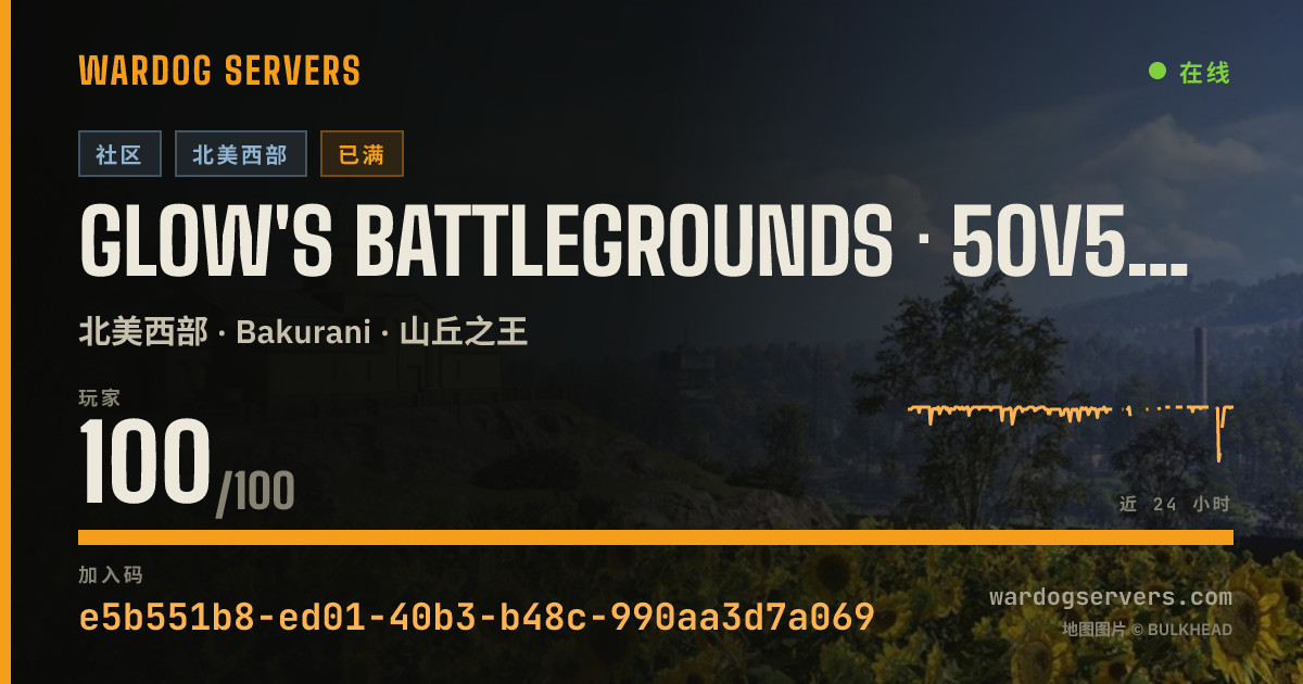 Glow's Battlegrounds · 50v50 · US WEST LAX · discord.gg/glows 的实时状态横幅