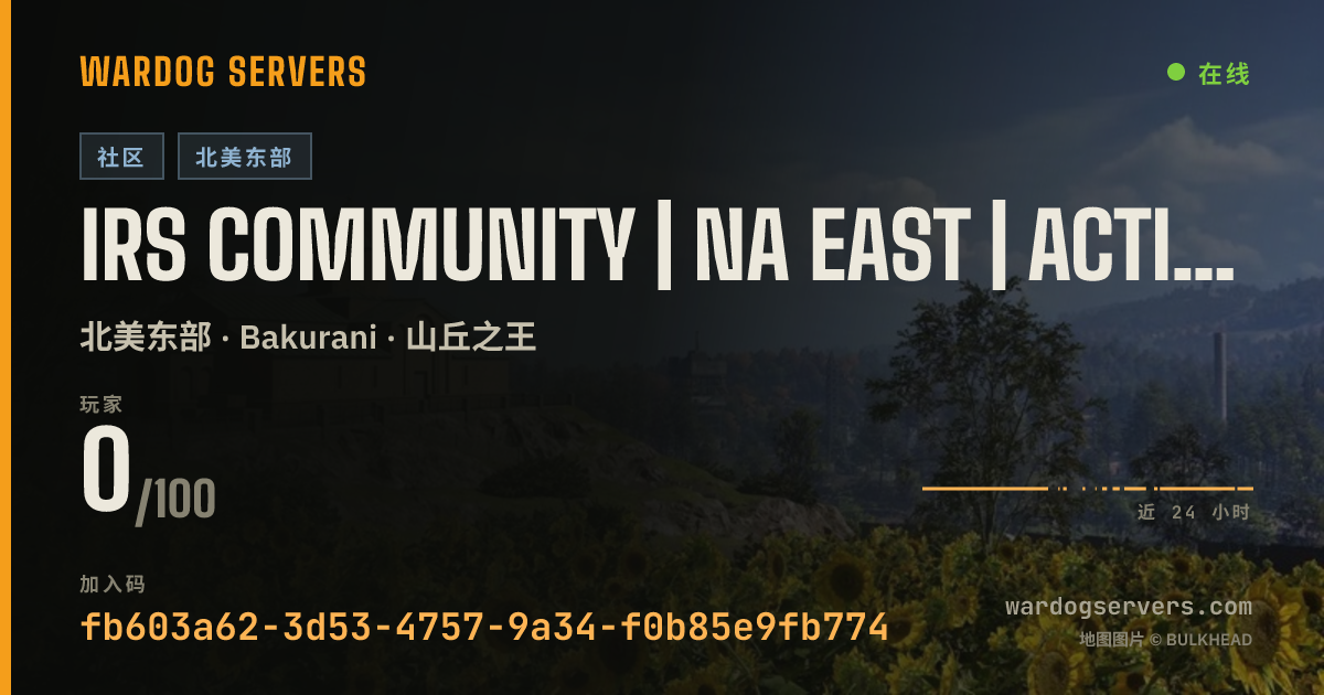 IRS Community | NA EAST | Active Admins Red vs Blue 50v50 的实时状态横幅